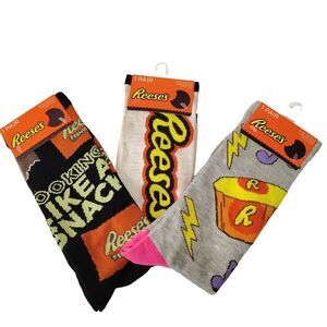 Hershey Reese's Candy 3-pair Food Novelty Mens Adult Size 6-12 Crew Socks NWT